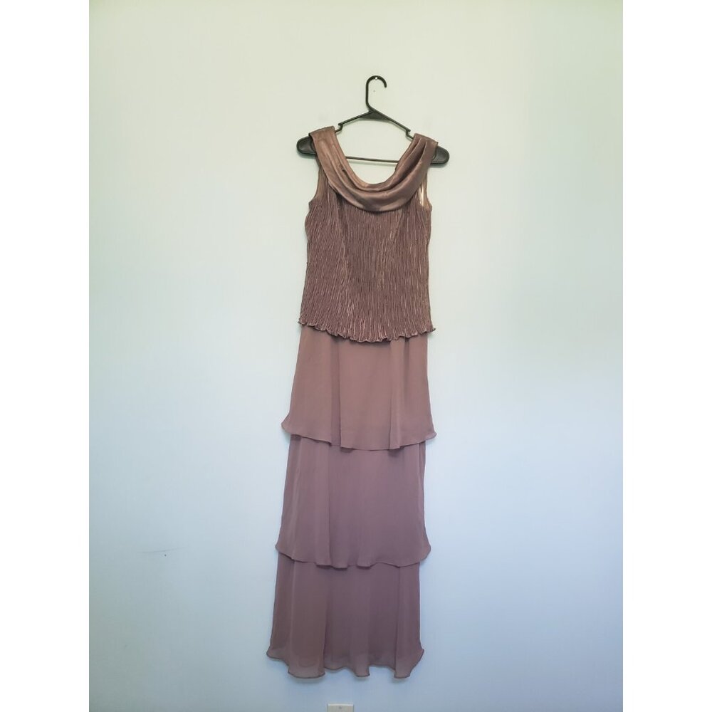 Patra Mauve Tiered Sleeveless Maxi Dress with Cowl Neck
